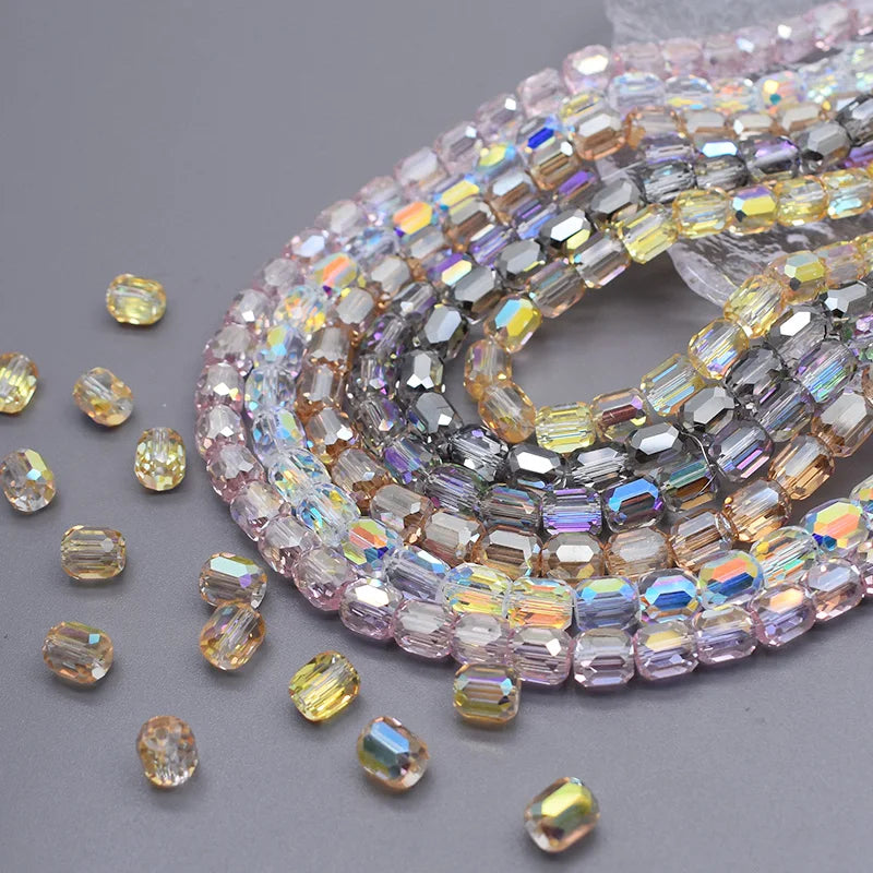 Faceted Glass Beads - Barrel Shape Cylinder Tube Spacer for Jewelry Making - 8mm, 30Pcs