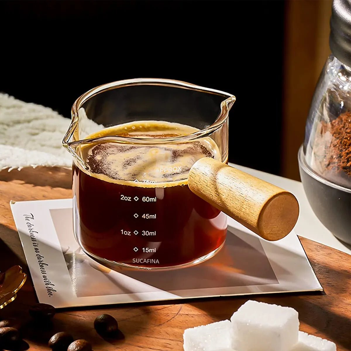 75ml Heat-Resisting Glass Espresso Measuring Cup with Handle and Scale