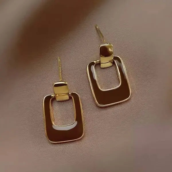 Elegant Drop Earrings with Imitation Pearls and Geometric Design for Women