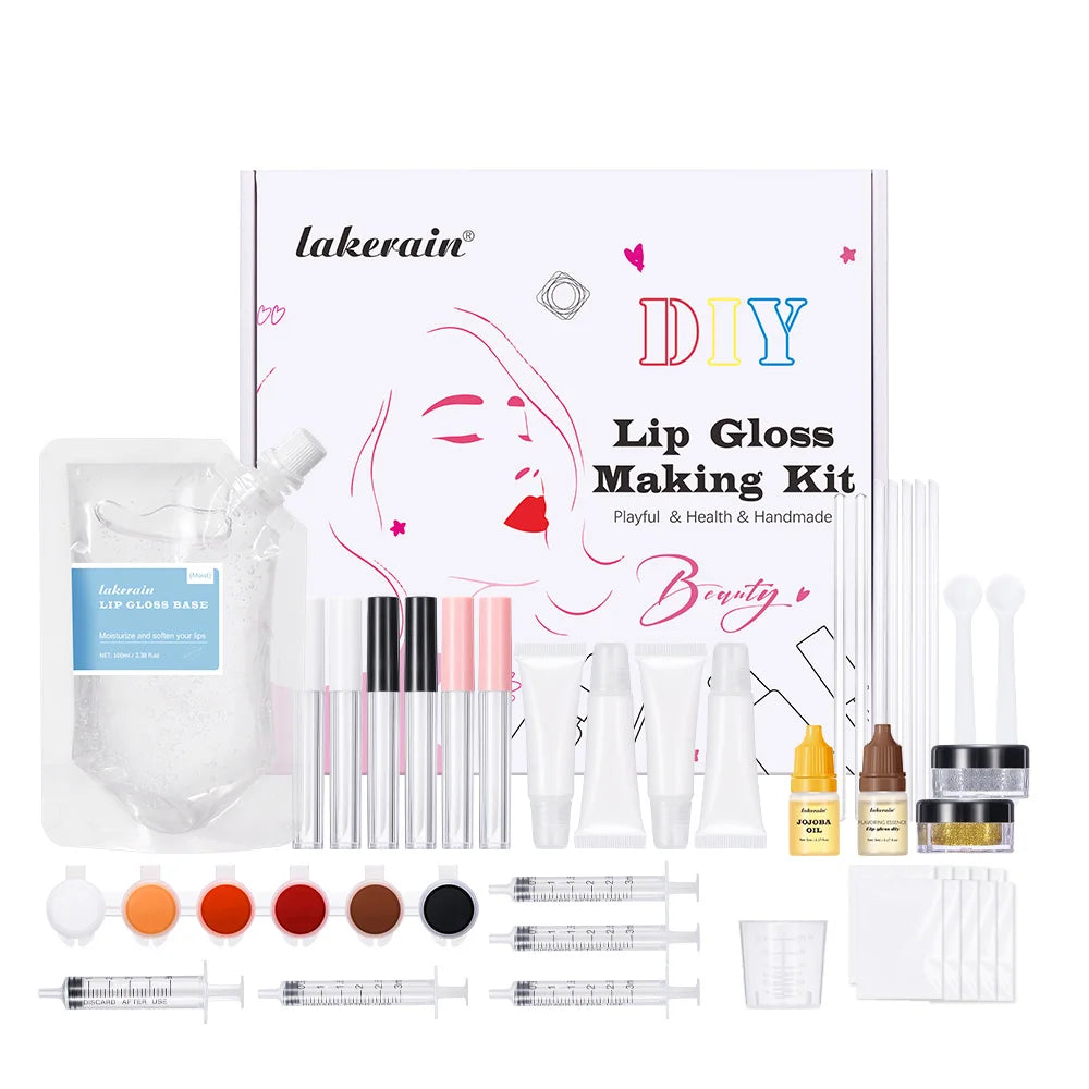 DIY Lip Gloss Making Kit with Gloss Base Glitter & Pigments – Customizable Lip Tints