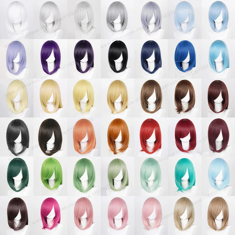 Medium 40cm Synthetic Cosplay Wig - Multiple Colors for Women