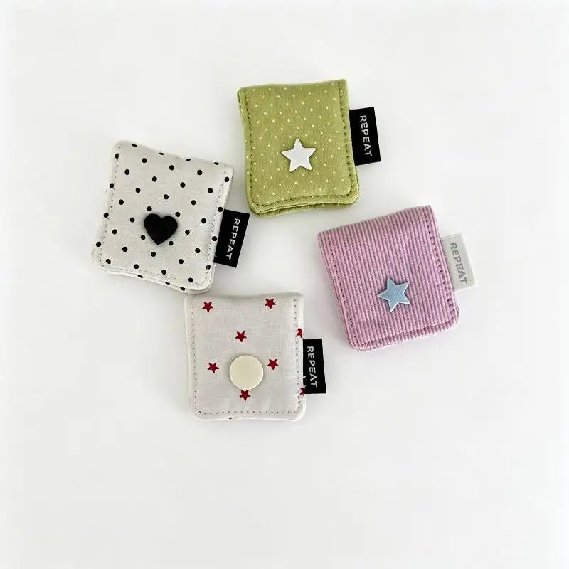 Fabric Earphone & Cable Storage Bag - Handmade Polka Dot Organizer, Portable & Dustproof