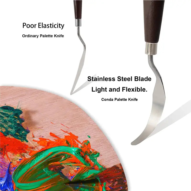 Palette Knife Painting Set Stainless Steel Spatula Metal Art Knife with Wood Handle