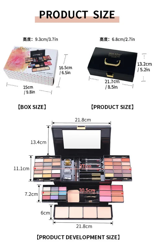All-in-One Makeup Palette Set with Eyeshadow Lip Gloss Blush & Powder - Multiple Colors