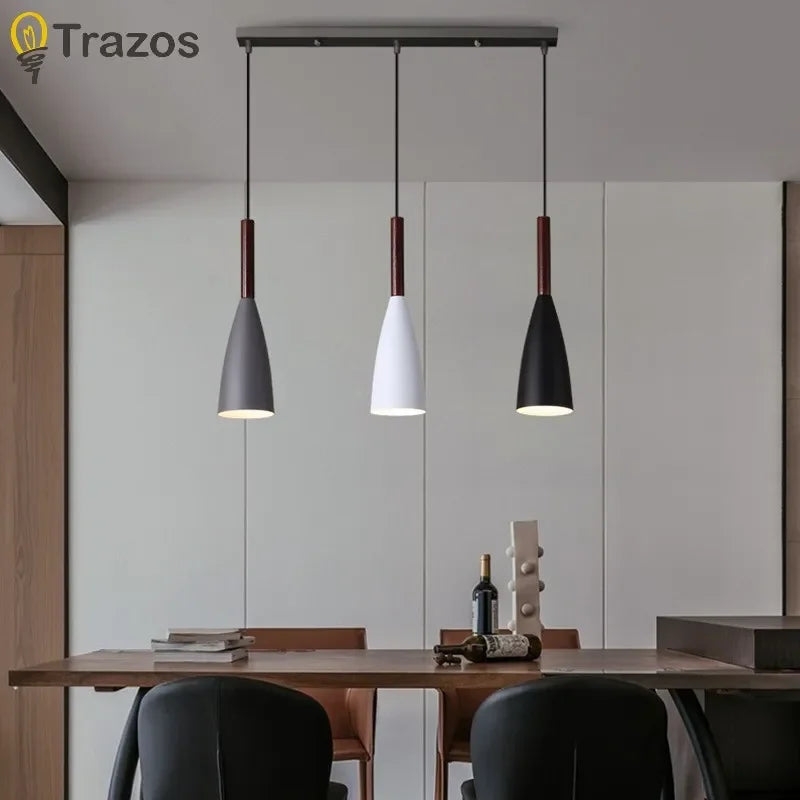 Nordic Style Modern Chandelier for Living Room Bedroom Kitchen Black White Gray