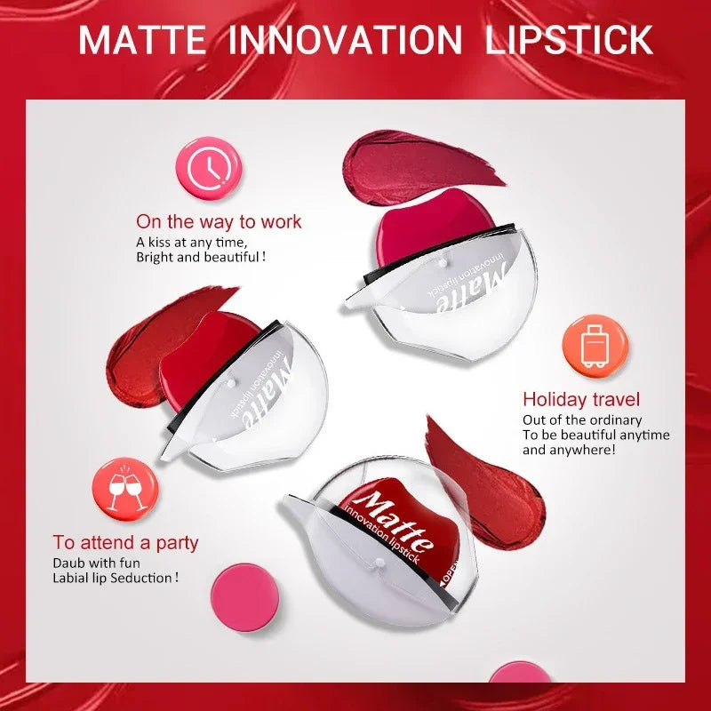 Lip-Shaped Lipstick Seal - Matte, Waterproof, Moisturizing Lip Gloss for Long-Lasting Makeup