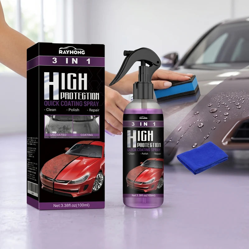 3-in-1 Car Coating Spray for Scratch Repair Oil Stain Removal & Gloss Restoration