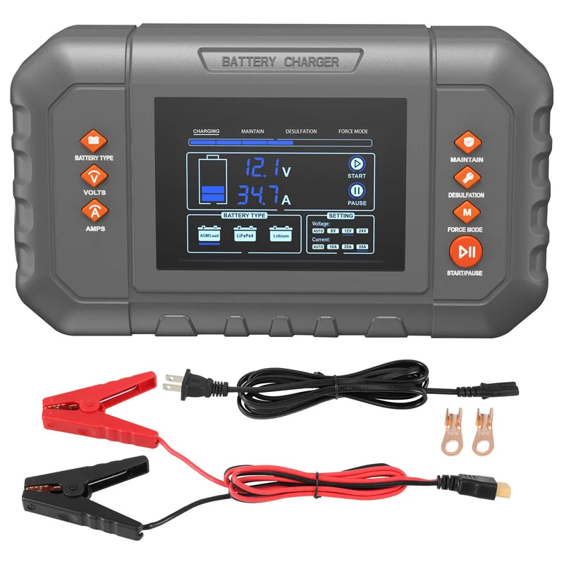 35A Lithium Battery Charger with LCD Display for Marine, Car, Motorcycle