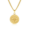 Retro Compass Pendant Necklace Men Stainless Steel Hip Hop Jewelry Gift