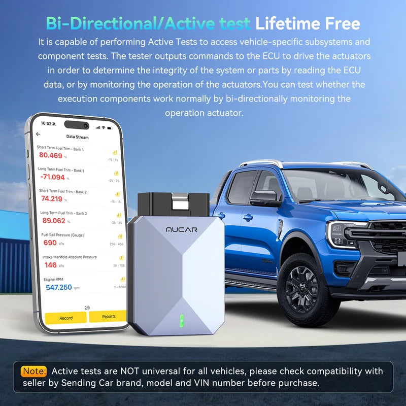 Automotive Diagnostic Scanner with Lifetime Free Updates, Bi-Directional Control & AI System