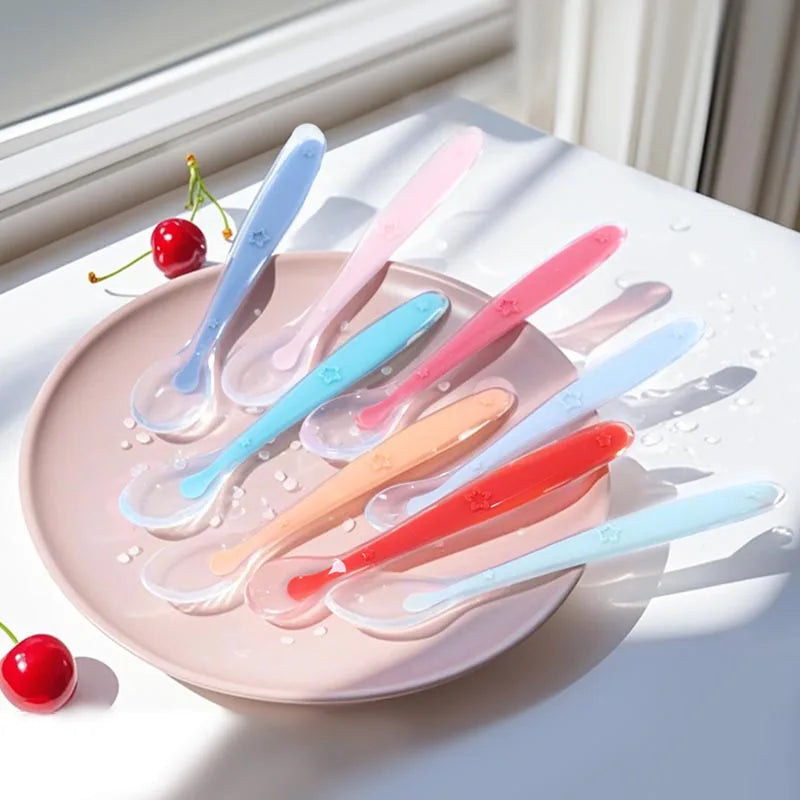 Baby Silicone Feeding Spoon Set - Soft, Reusable, Training Utensils for Babies