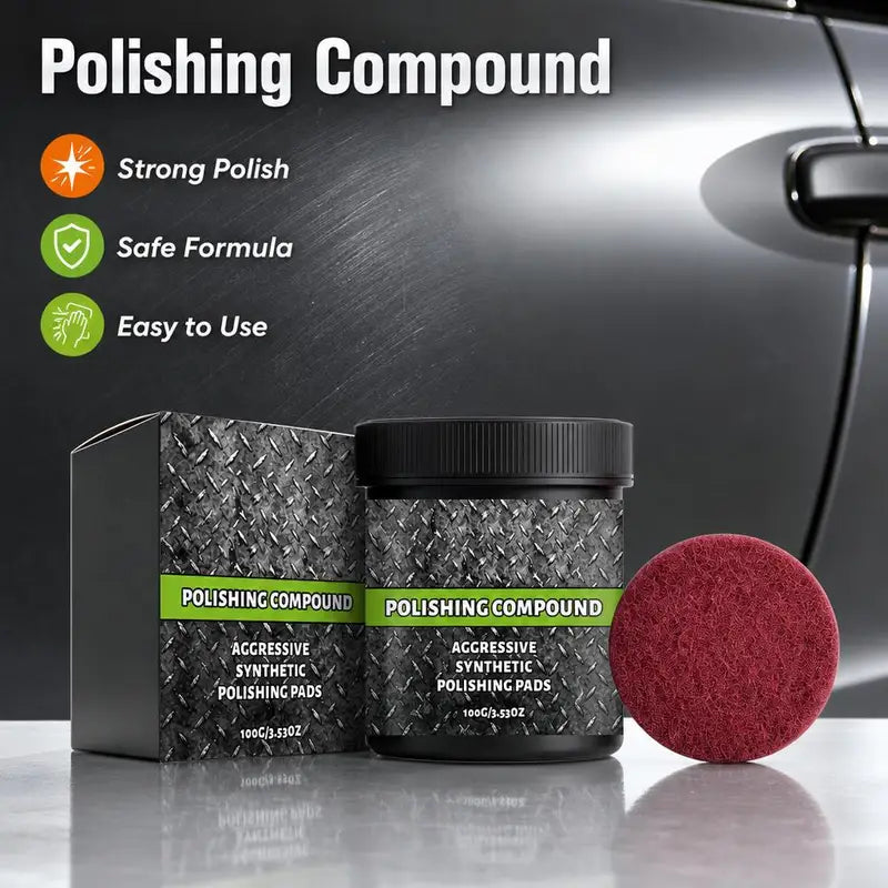 Car Scratch Remover Polishing Compound Kit with Sponge Pad for Auto Paint & Metal Surface