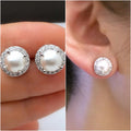 Elegant Women's Imitation Pearl Earrings with CZ Stones – Bridal & Party Jewelry