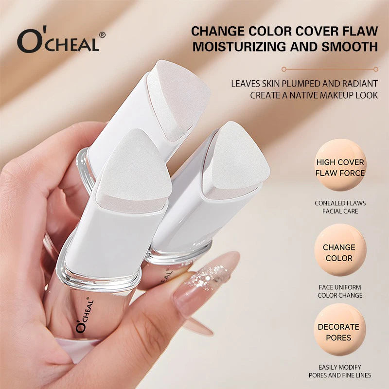 2-in-1 Temperature Changing Foundation Stick with Dual-Ended Applicator - Matte Face Makeup