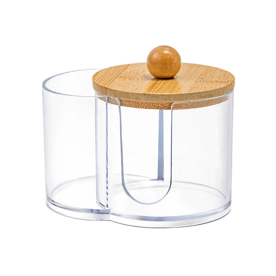 Small Cotton Pad & Swab Dispenser - Bathroom Storage Organizer with Lid