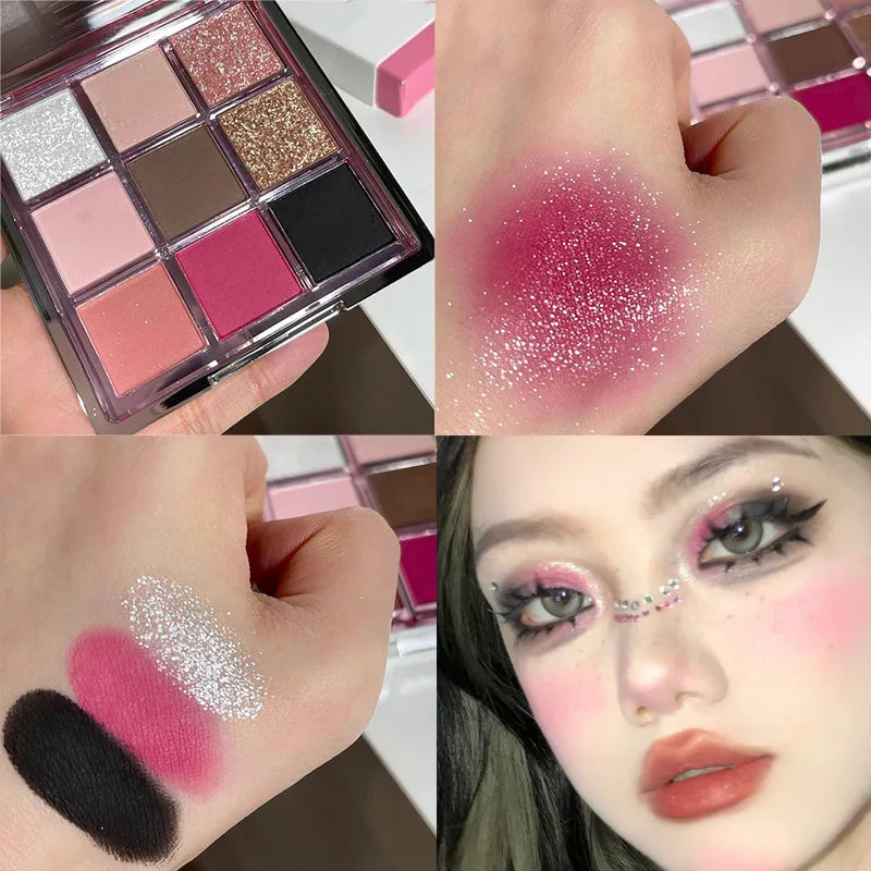9-Color Eye Shadow Palette - Vibrant Waterproof Makeup for Festivals