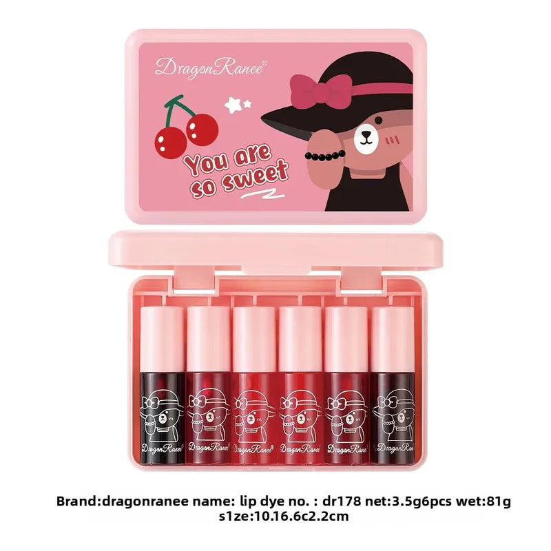 Mini Water-Based Lip Stain Set - Moisturizing Long-Lasting Glossy Lip Makeup Kit