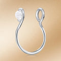 Women’s Fake Nose Ring U-Shaped Dangle Style Zirconia Nose Stud Gold Stainless Steel