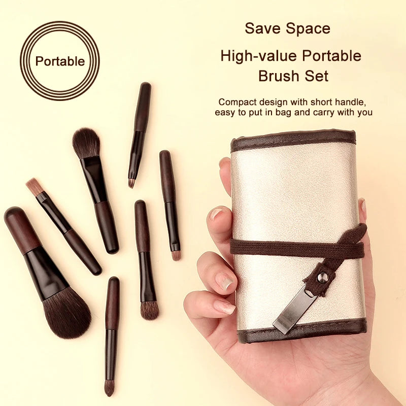 Mini Makeup Brush Set for Face Eyeshadow Foundation Concealer - Soft Animal & Fiber Hair