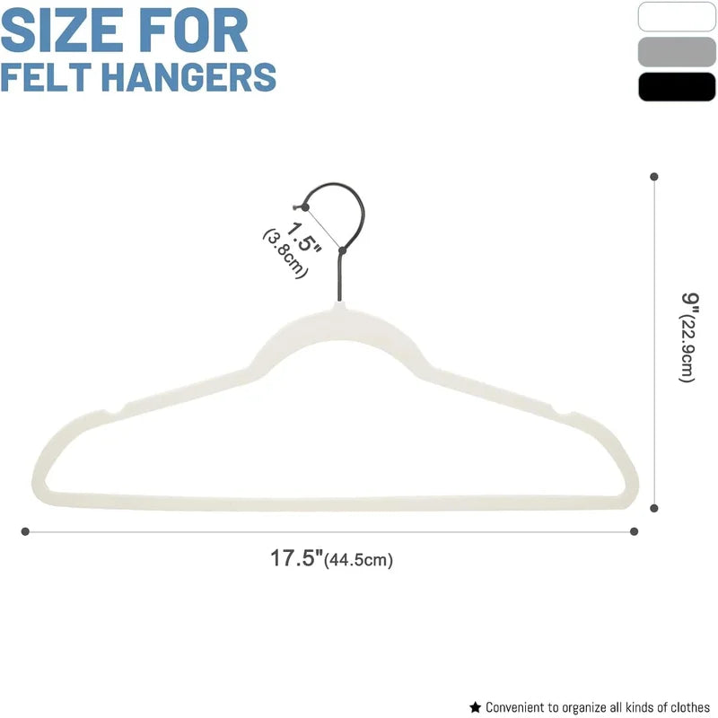 Multi-Color Velvet Non-Slip Clothes Hangers with 360° Rotating Chrome Hooks - Pack of 30 or 60