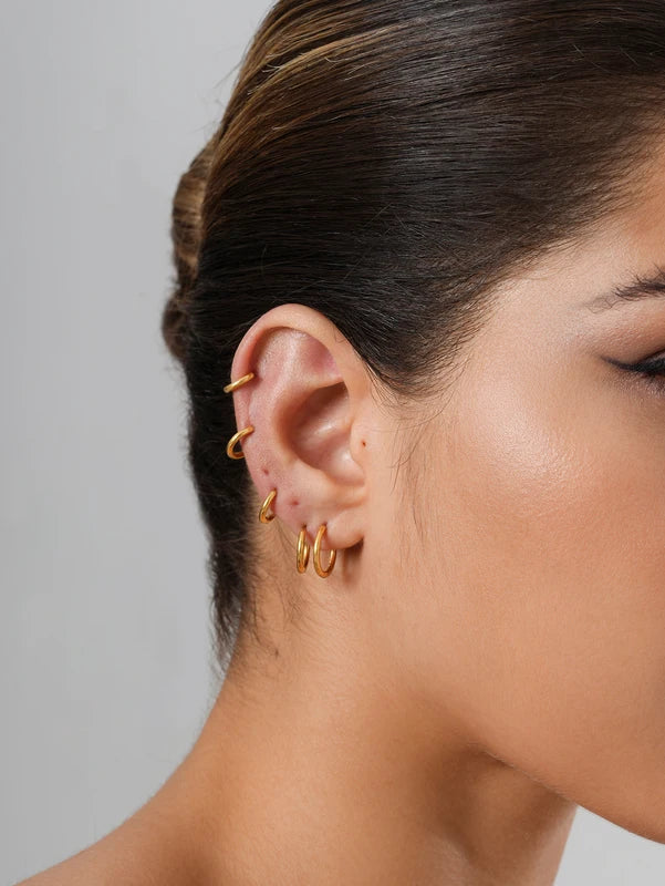 Small Hoop Earrings for Women - 18K Gold Plated Surgical Steel Huggie Earrings, Cartilage Helix Tragus