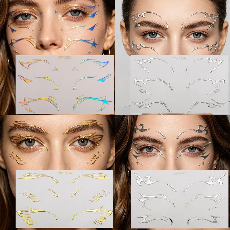 Holographic Eye & Face Sticker Set for Makeup & Party Looks - Waterproof, Easy Removal