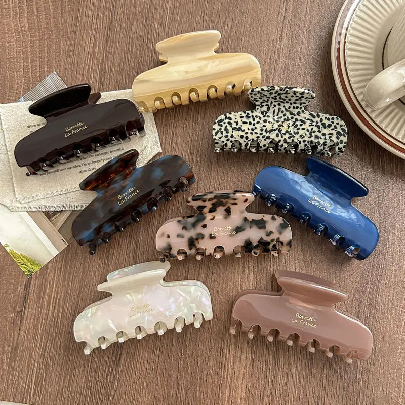 Korean Retro French Elegant Acetate Hair Claw Clip for Back of Head Styling