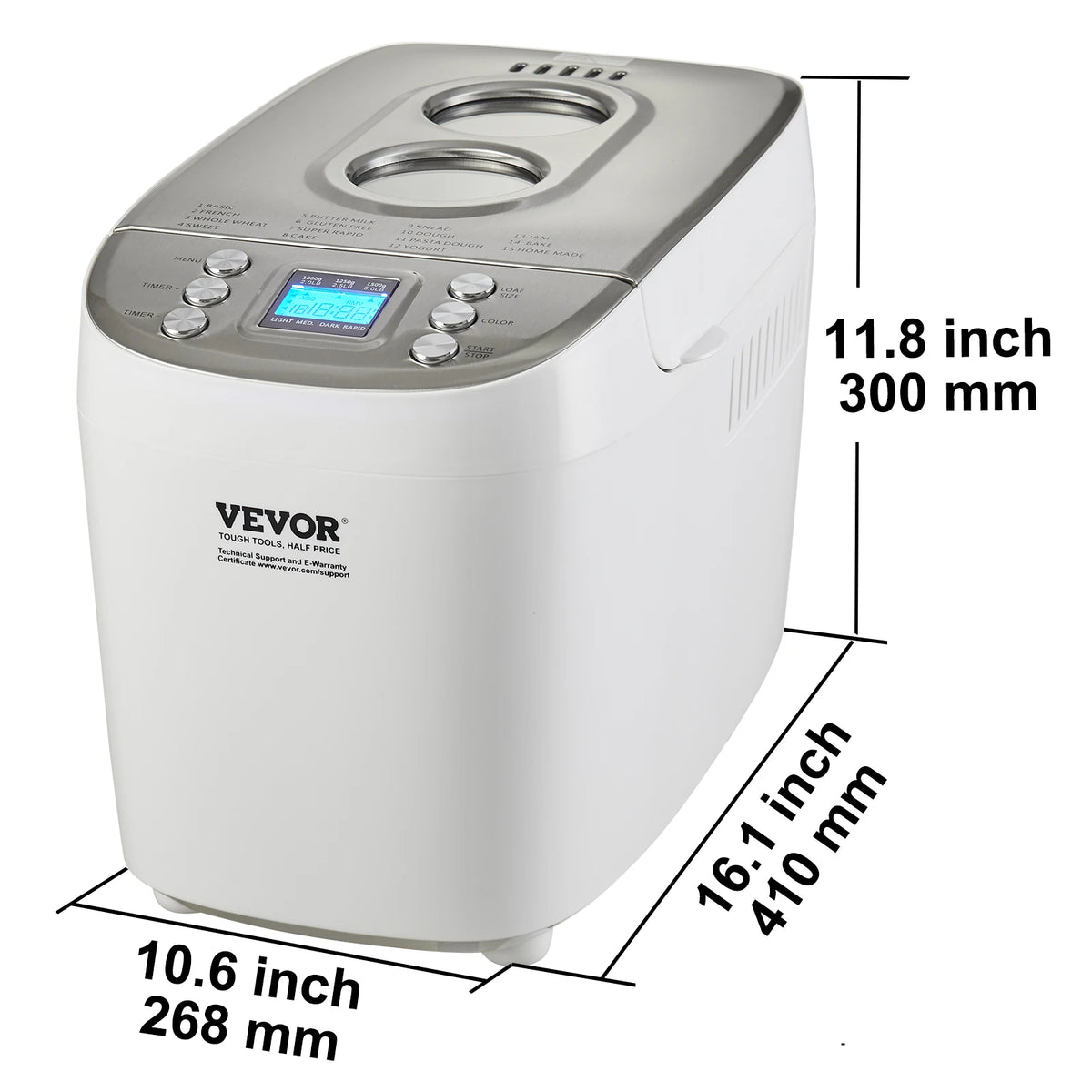 15-in-1 Bread Maker with Ceramic Inner Pot, Gluten-Free Setting, 3 Capacity Options