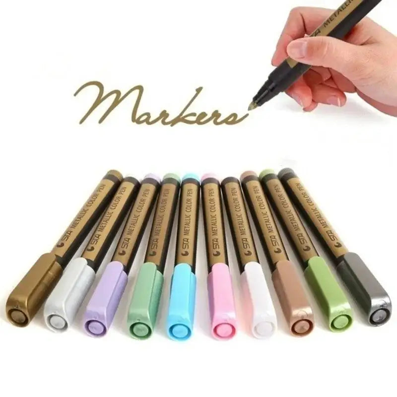 Metal Marker Paint Pen Set for Art & Craft - Permanent, Water-Based, Quick-Dry