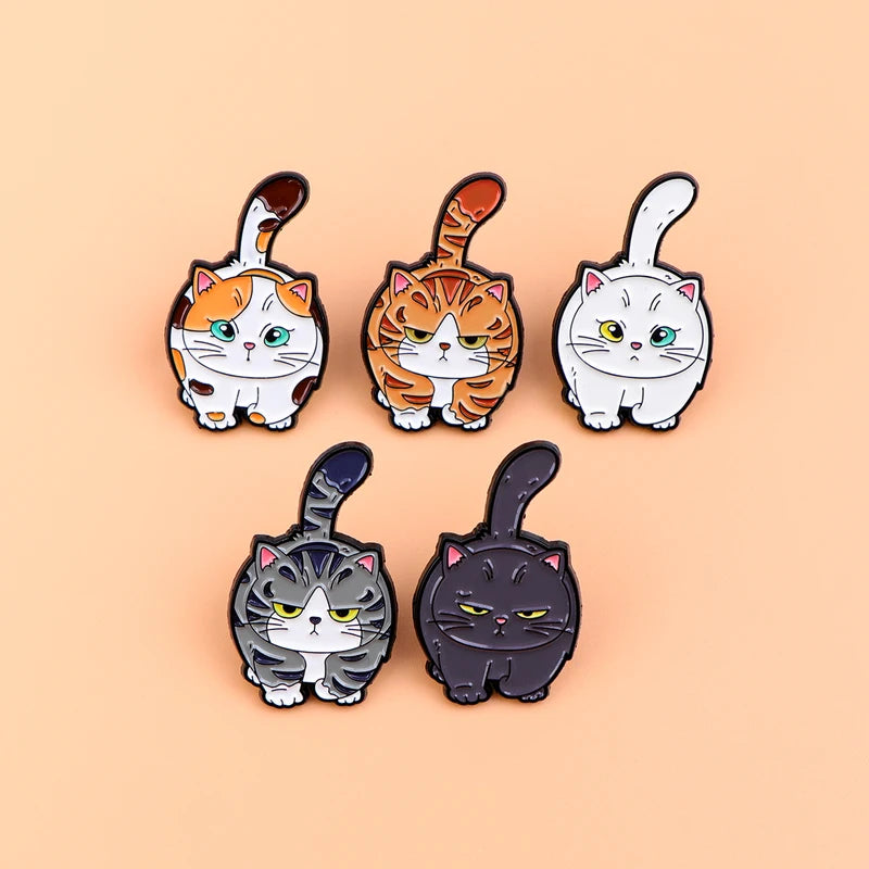Set of Cute Animal Enamel Pins for Women - Cat & Dog Cartoon Brooches for Backpack & Clothing