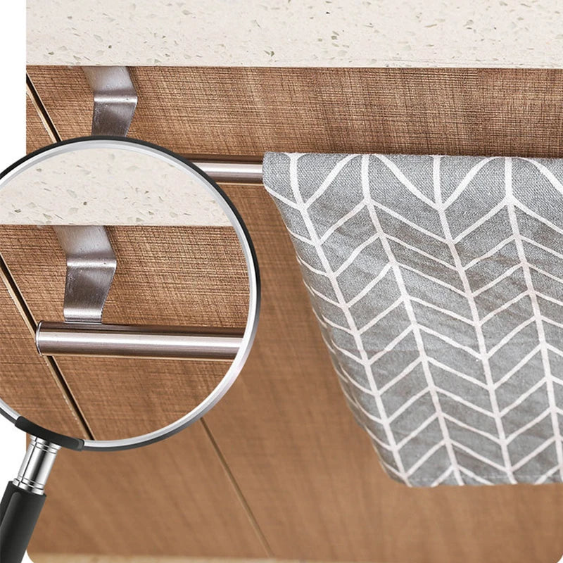 Stainless Steel Over Door Towel Rack Holder Bathroom & Kitchen Organizer