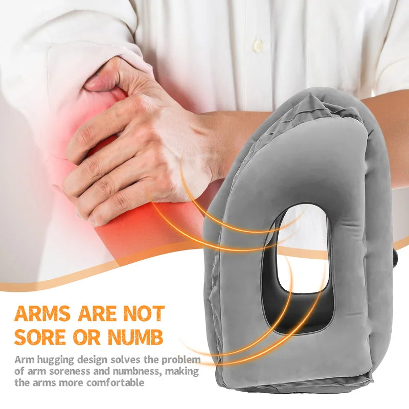 Inflatable Travel Pillow with Patented Valve - Neck & Head Support for Airplane Comfort