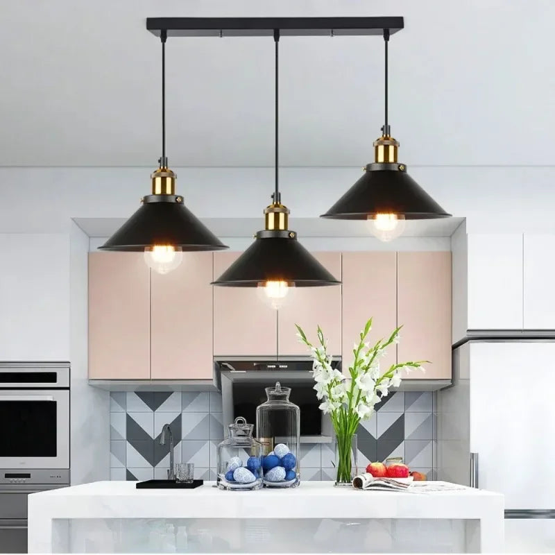 Modern Pendant Ceiling Light with 1/2/3 Heads - Vintage Hanging Lamp for Living Room and Kitchen