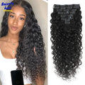 Water Wave Clip-In Hair Extensions - Human Virgin Hair, Curly Brazilian Remy