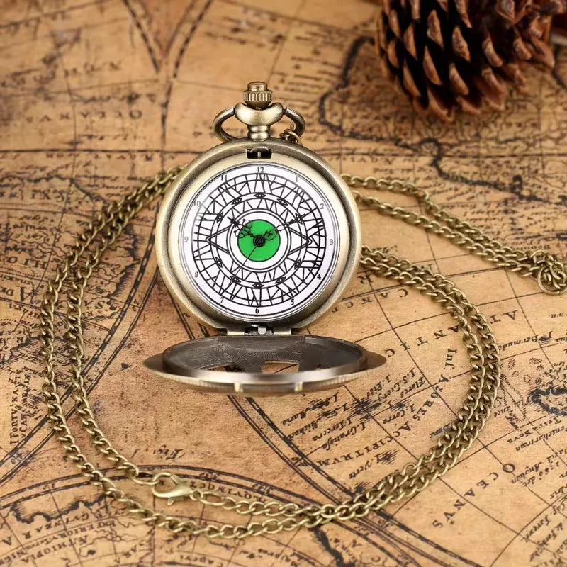 Vintage Pocket Watch Necklace with Old Clock Pendant - Men Women Jewelry