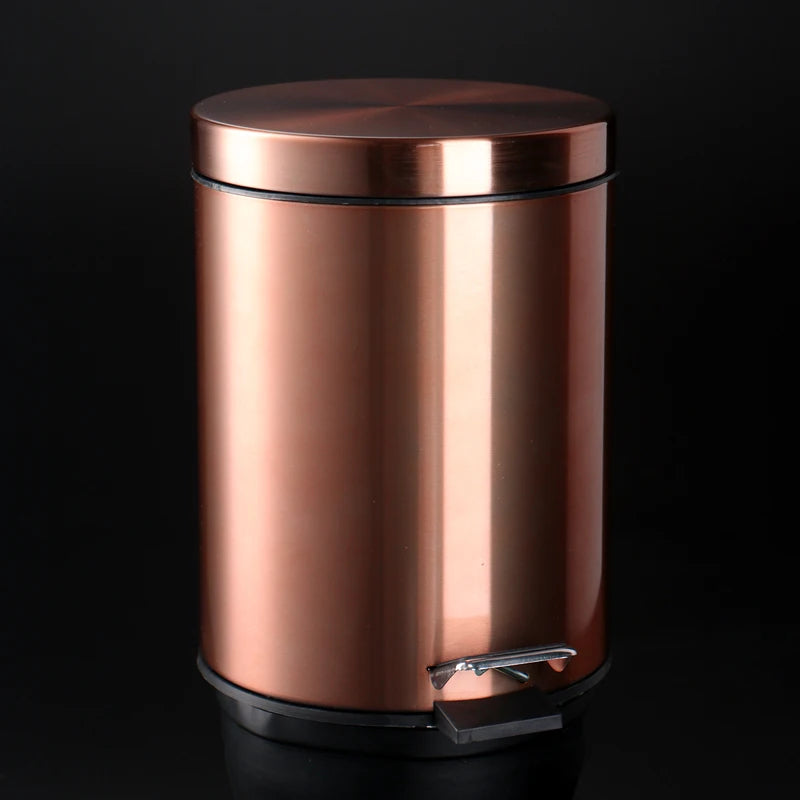 3L Stainless Steel Pedal Trash Can with Close Lid and Removable Inner Bucket - Gold