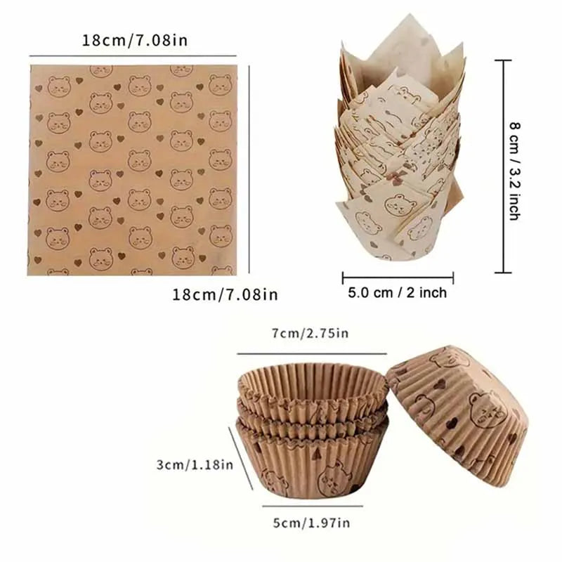100Pcs Cake Paper Cups Liners for Baking Oil-Proof Sandwich Wrapping Holiday Supplies
