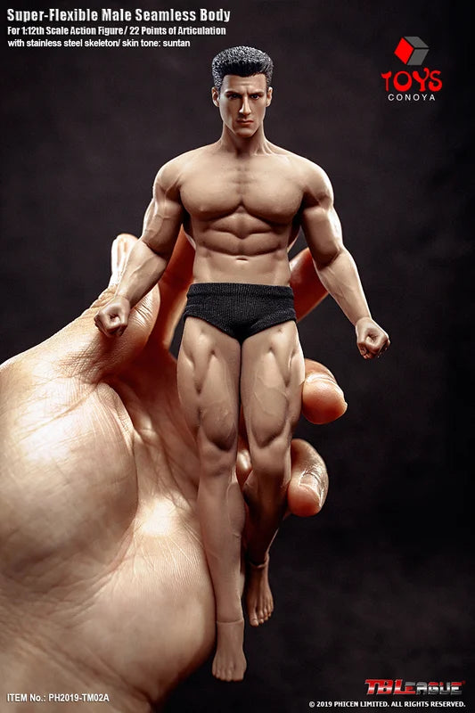 1/12 Scale Male Action Figure Body - Seamless Steel Skeleton for Collectibles