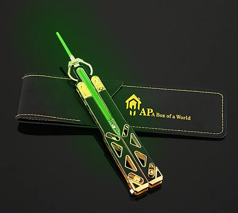 Zinc Alloy Butterfly Knife Model for Desk Decoration and Training 21cm Nightlight Edition