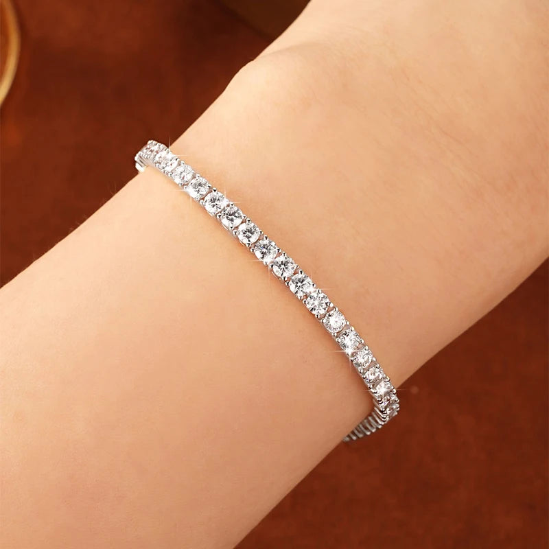 Moissanite Tennis Bracelet 14k Gold Filled Women Men Couples Sparkling Jewelry