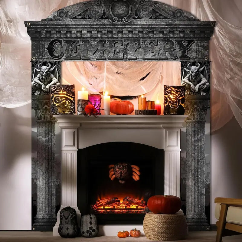 Halloween Cemetery Archway Decorations - Gothic Outdoor Party Banners (3 Pcs)