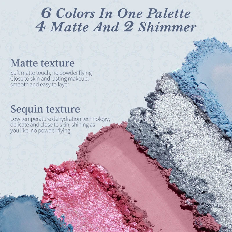 6-Color Makeup Palette with Shell's Jewel Collection - Flower Knows