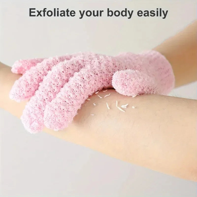 Exfoliating Shower Gloves Bath Sponge for Daily Use - Pink & Blue