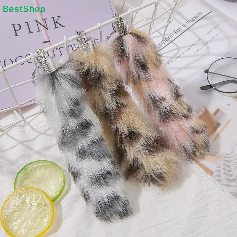 Fox Tail Keychain Irregular Car Bag Pendant Animal Style Plush Keyring