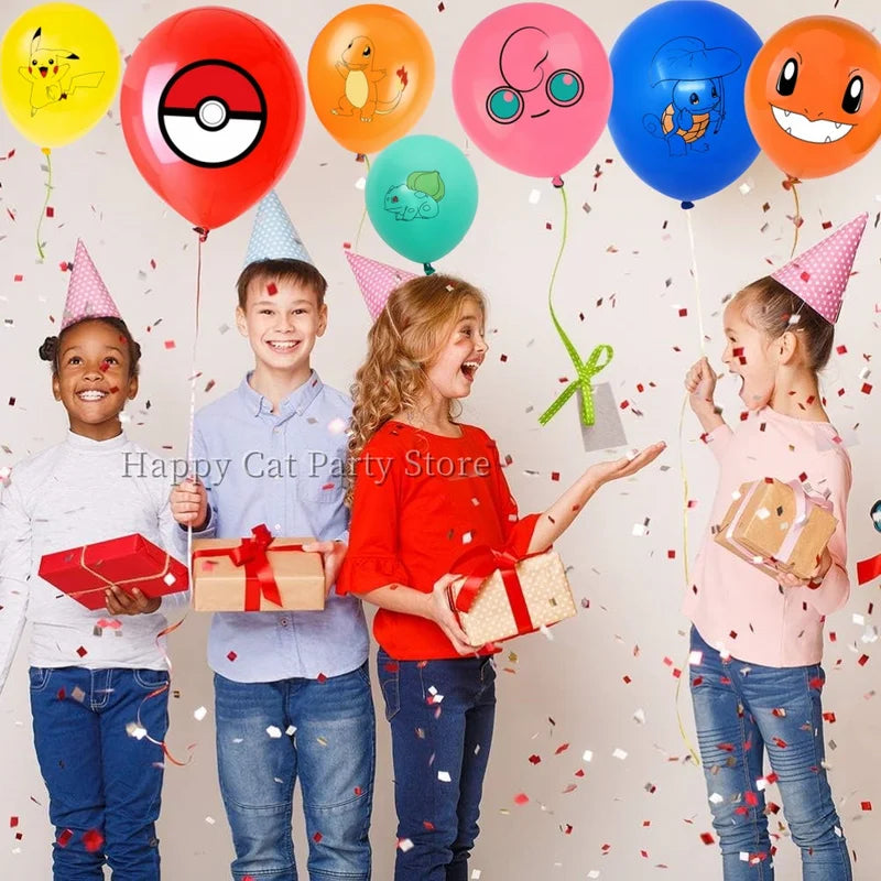Pokemon Latex Balloons for Birthday Party Decor - Cartoon Pikachu & Poke Ball