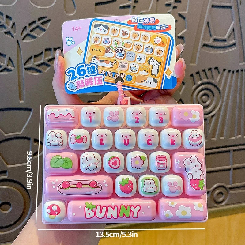 Stress-Relief Keycap Keychain Set with 26 Giant Keyboard Keycaps - Color Options