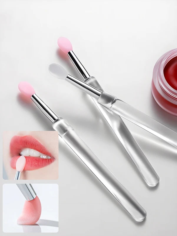 Reusable Silicone Lip Brush with Cap - Portable Dual-Ended Makeup Applicator