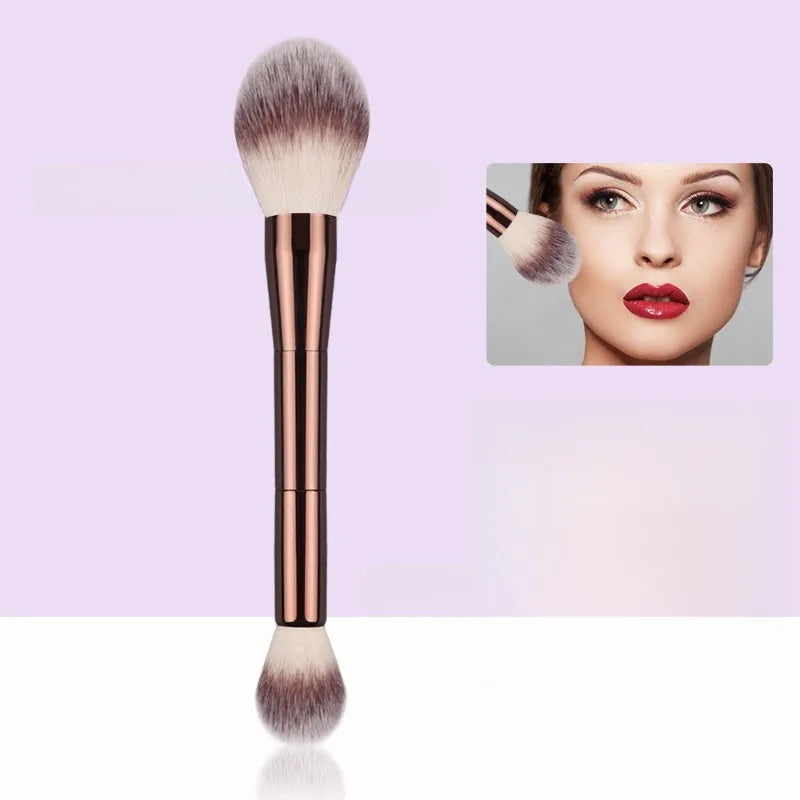 Double Head Makeup Brush for Face Contour Highlighter and Blush - Soft Fiber