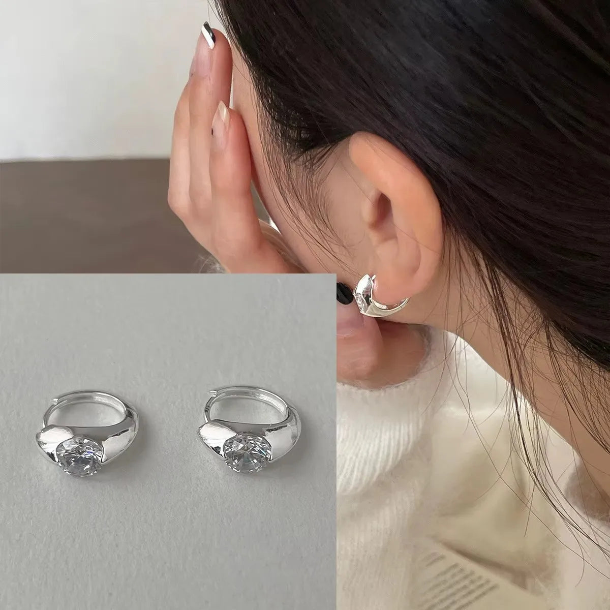 Sterling Silver Geometric Stud Earrings for Women - Versatile Jewelry Gift