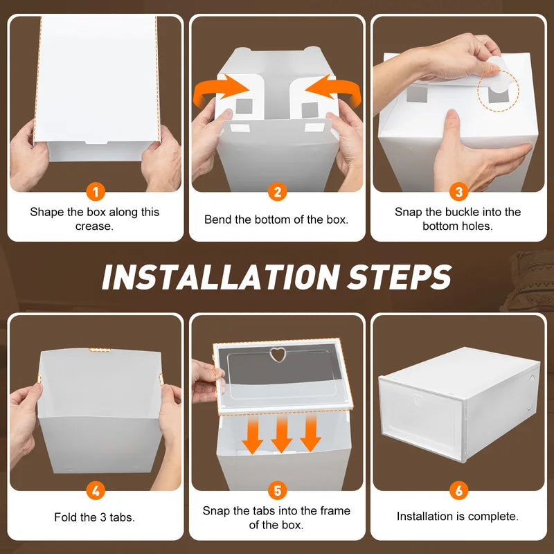 Stackable Transparent Shoe Storage Box with Side Flap - Dustproof & Ventilated, 20pcs